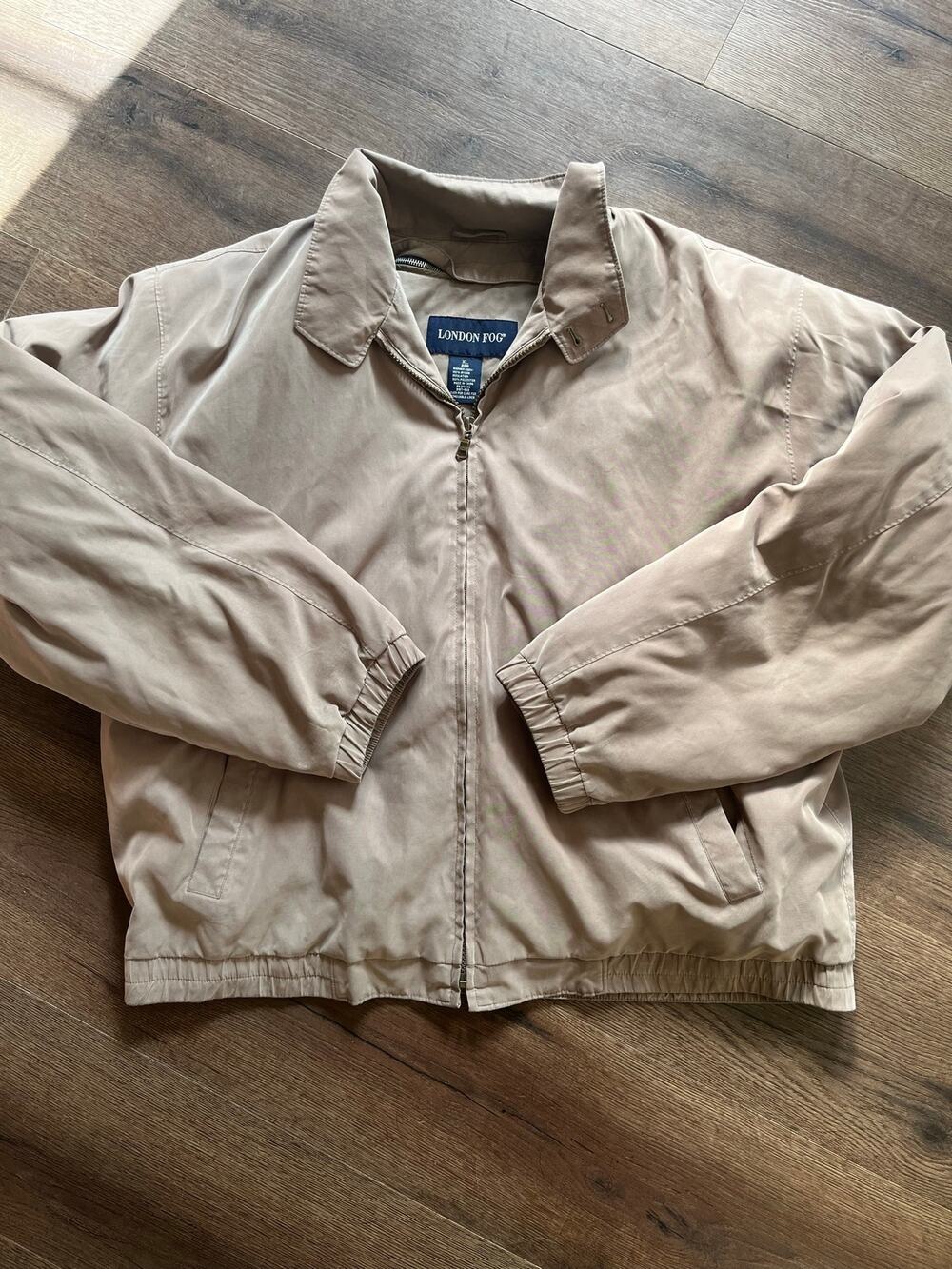 London Fog Men’s XL Tan Jacket Removable Quilted Liner Classic Full Zip